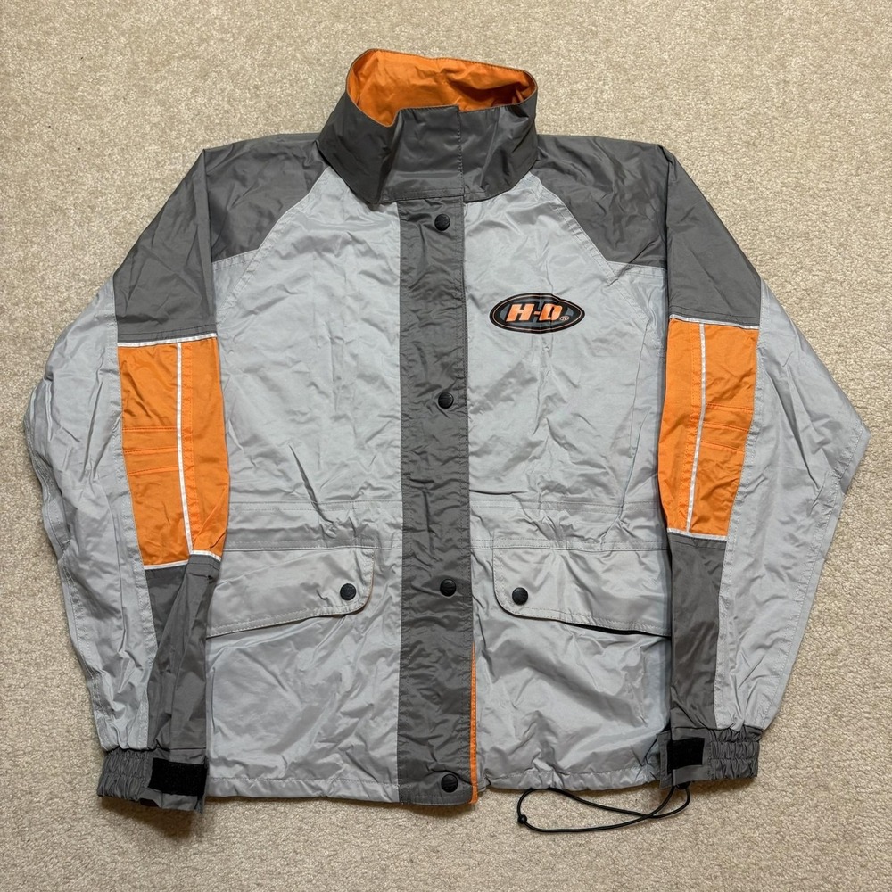Vtg Harley-Davidson Packable Rain Jacket Womens Small Gray Motorcycle Reflective